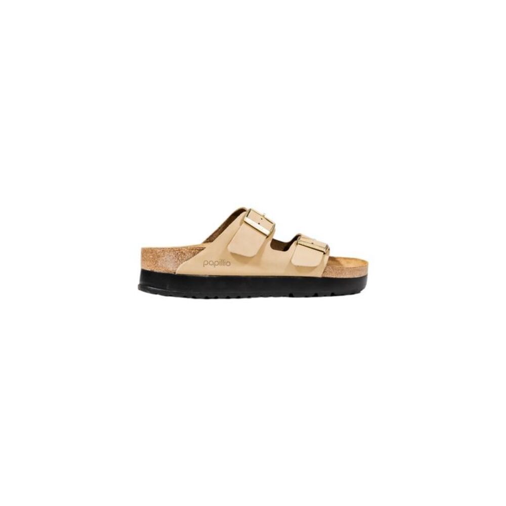 Birkenstock Beige Synthetic Platform Women's Sandals